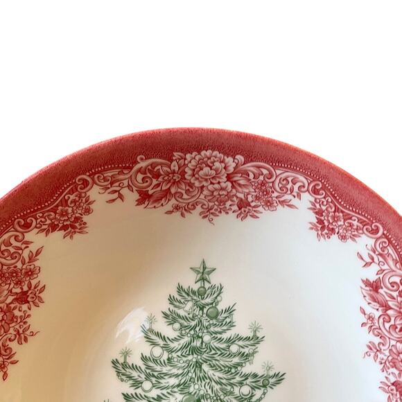 Royal Stafford CHRISTMAS TREE Porcelain Pasta Bowls 9" Red Green Set of 4 NEW - Picture 3 of 10